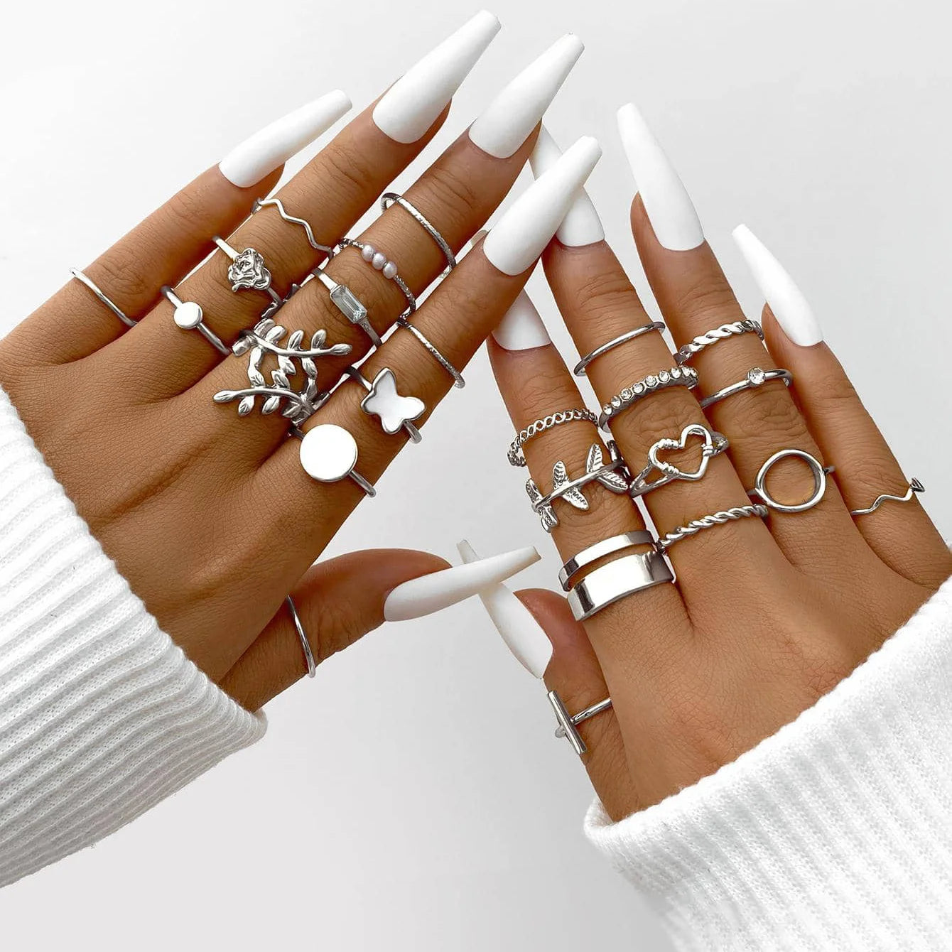 Women's 58PCS Vintage Ring Set — Heart Snake Butterfly Gold Plated Jewelry Gift — view 13 of jewelry