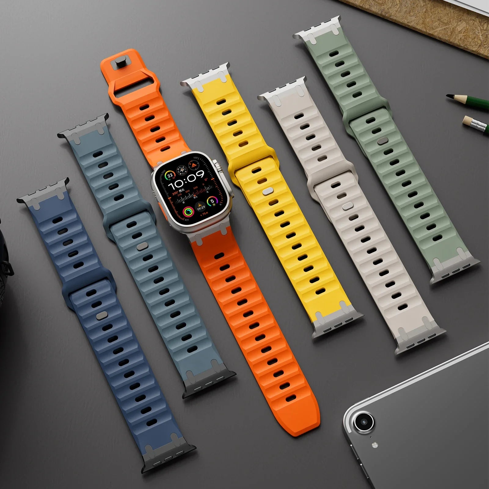 Sport Silicone Strap for Apple Watch Ultra — Stainless Connector Band 44/45/49mm — view 4 of watch straps