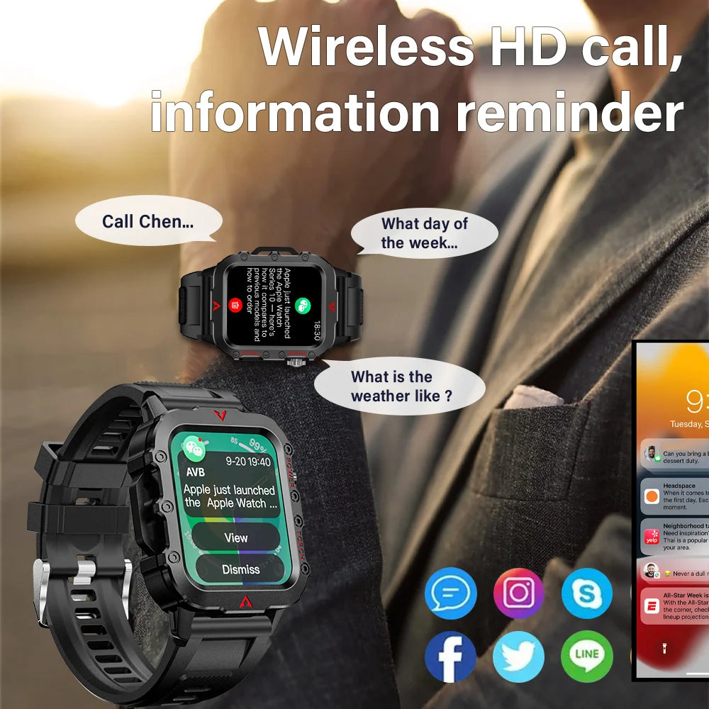 LAXASFIT Men's Sports Smart Watch — 1.71in Blood Oxygen LED Flashlight Smartwatch — view 3 of smart watches