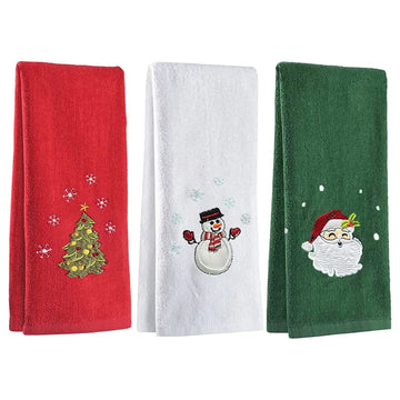 Bath Towels Christmas Embroidered Hand Towel — Snowman/Santa/Tree Classic Holiday 45×30 cm