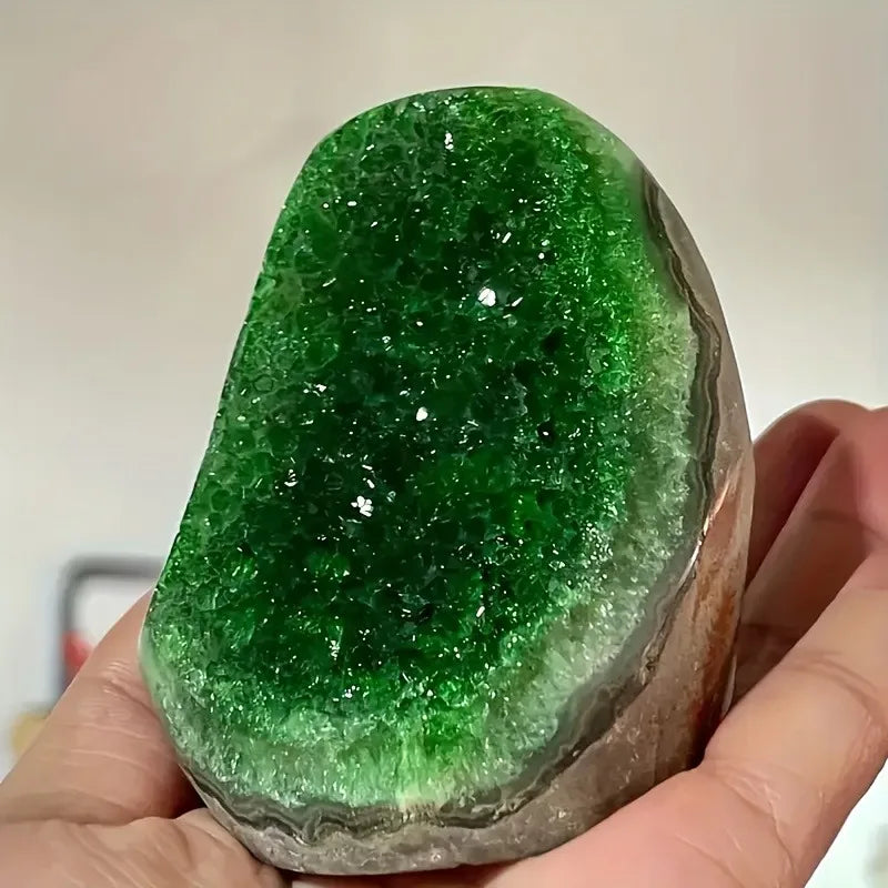 Crystal & Gemstone Green Geode Quartz Cluster — 200-300g Natural Stone Decor Craft — view 3 of crystal & gemstone