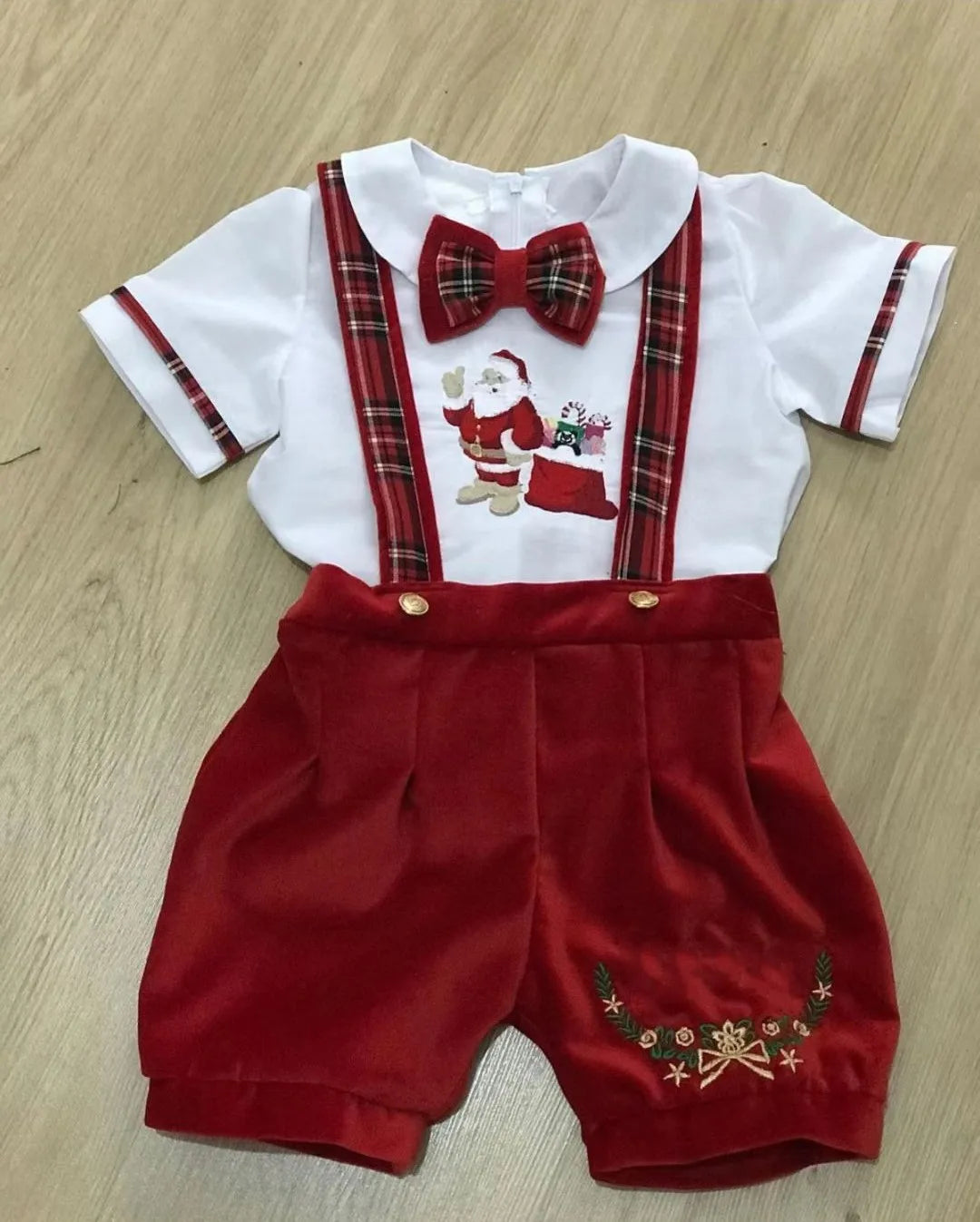 Baby Red Velvet Santa Claus Embroidery Ball Gown – Autumn Winter Vintage Spanish Princess Dress