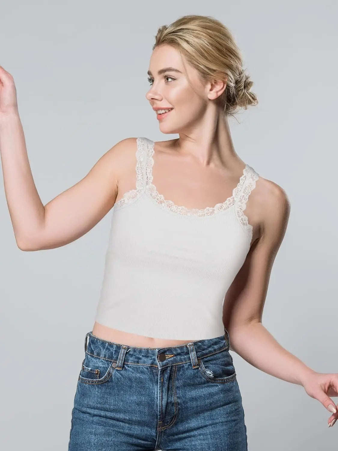 4-Pack Lace-Trim Camisole Set — Soft Comfy Cami Undershirt Bundle for Women — view 2 of tanks & camisoles