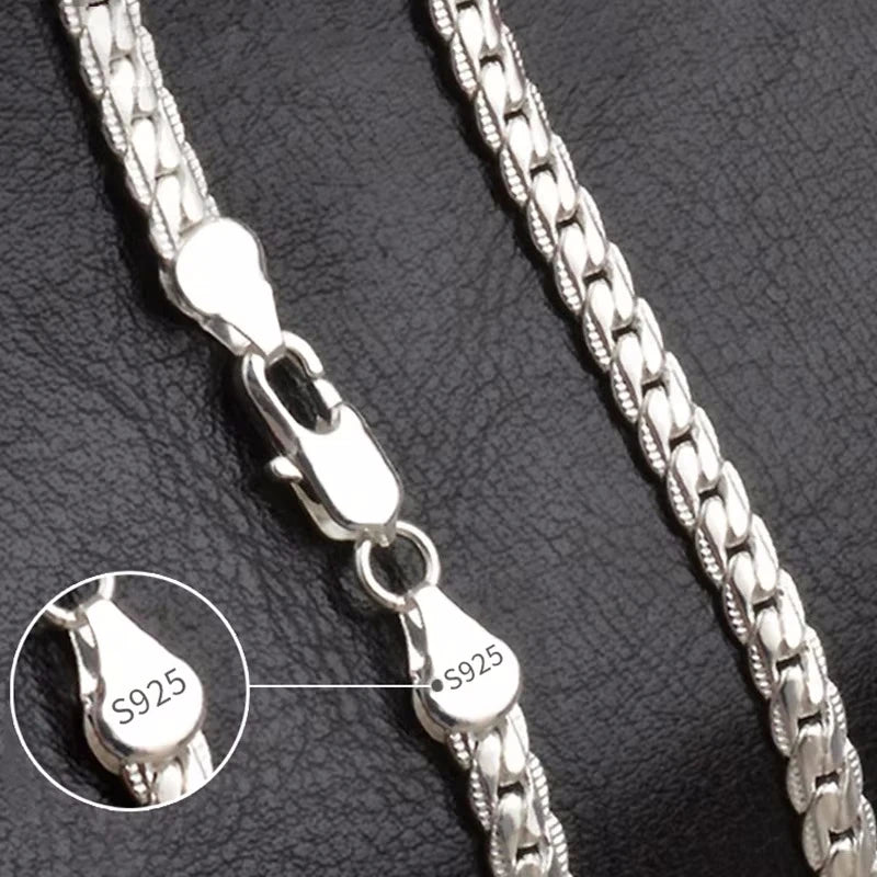 Unisex 18K Gold & 925 Sterling Silver Sideways Necklace — 6mm Fashion Chain Jewelry