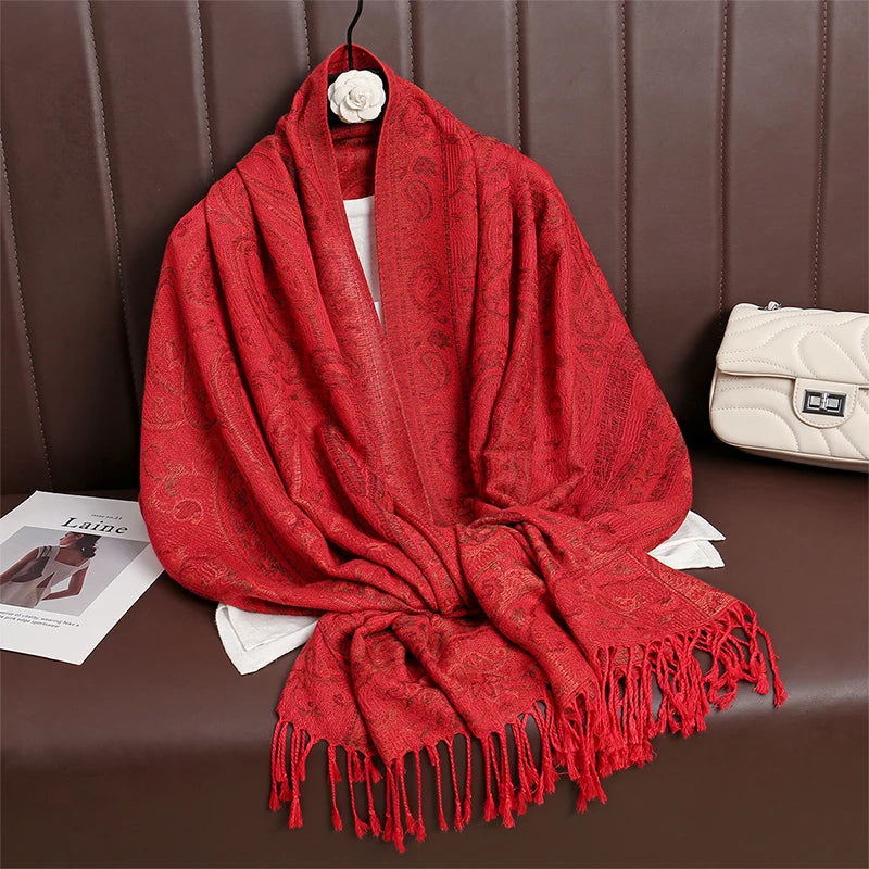 Pashmina Scarf in 58 Signature Shades — Cashmere-Feel Women's Tassel Shawl Wrap Color Stack — view 11 of scarves & wraps