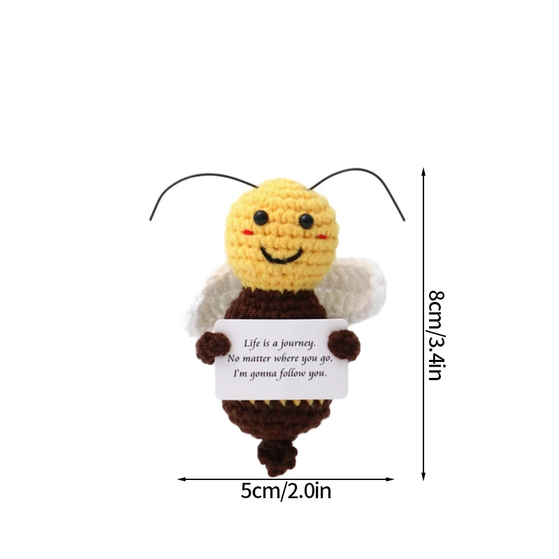 Home Decor Hand-Woven Crochet Ornament — Funny Vegetable Animal Doll with Hugging Card, Positive Energy Desk Accent & Gift