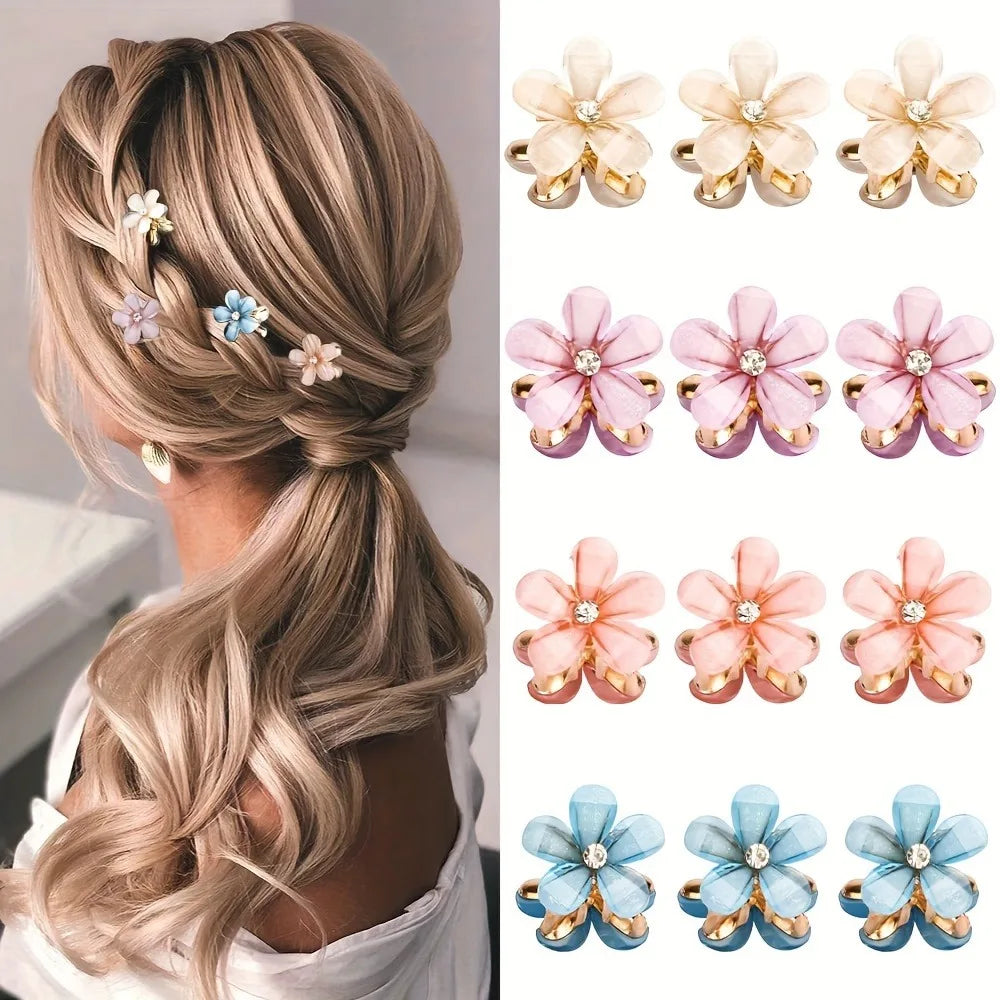 6pcs 3pcs 1pc Kids Women Girls Flower Shaped Hair Grab Clips, Faux Pearl Decorative Hair Barrettes Hair Decoration Accessories — view 2 of product