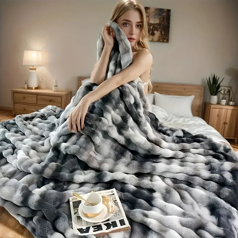 Faux Rabbit Fleece Throw Blanket — Cozy Warm Soft Sofa & Bedroom Blanket — view 11 of cushion covers & pillow cases