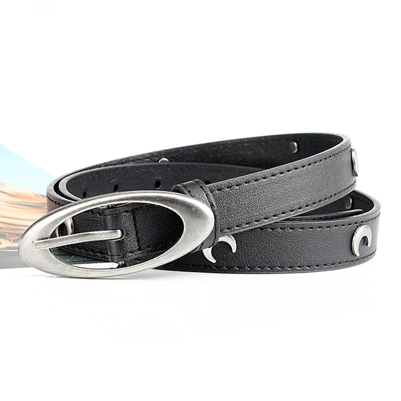 Belts Vintage Y2K Moon Star Buckle Gothic PU Leather Punk Waistband — view 7 of belts