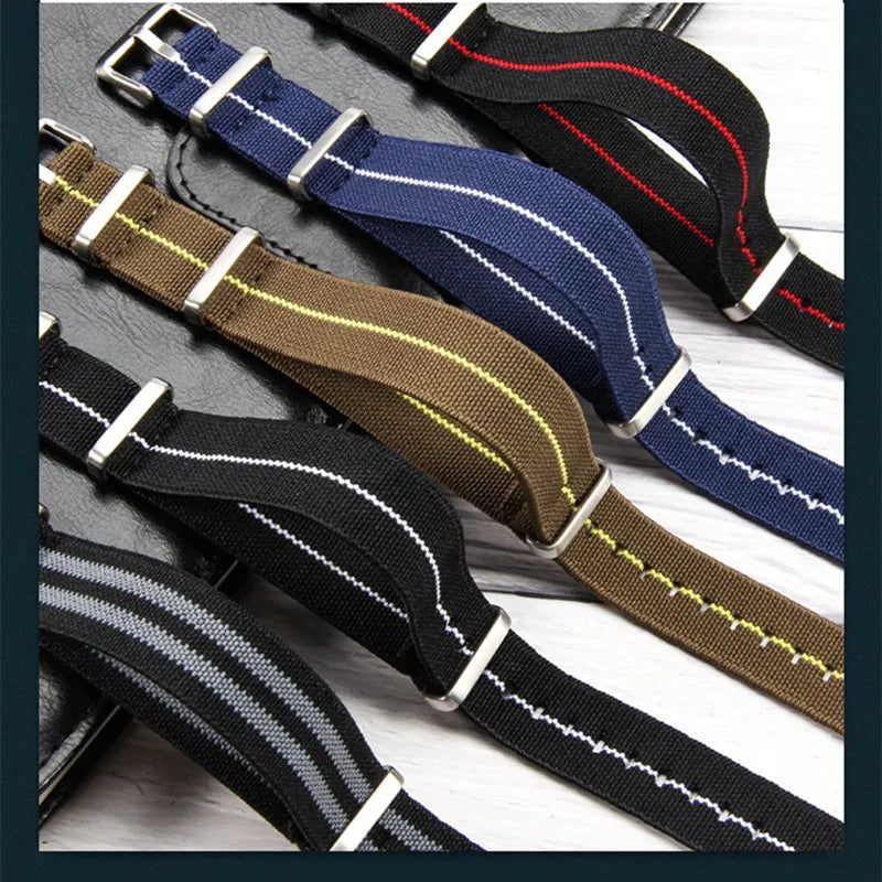 Elastic Woven NATO Watch Strap — 18mm 20mm 22mm Breathable Nylon Universal Wristband — view 4 of watch straps
