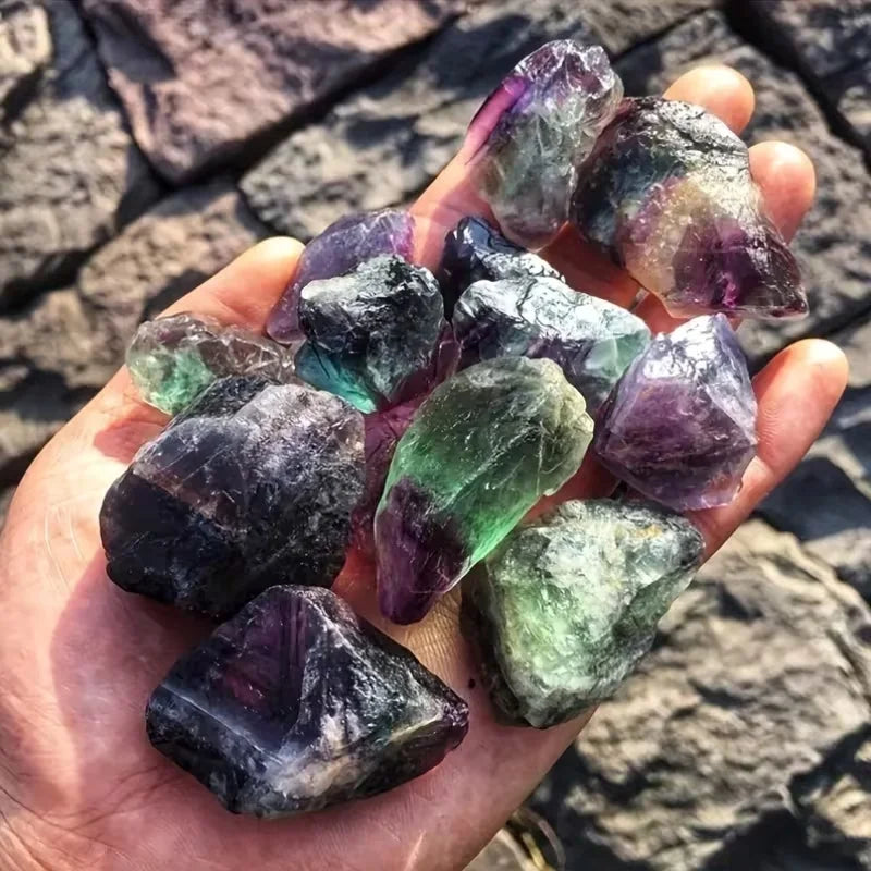 Crystal & Gemstone Fluorite Raw Stone — Natural Rainbow Crystal Home Decor — view 5 of crystal & gemstone