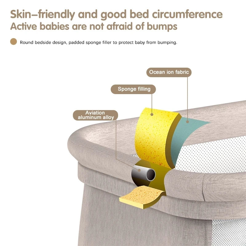 Portable Baby Crib with Mesh Canopy - Travel Bassinet Nest for Newborns — view 6 of baby cribs
