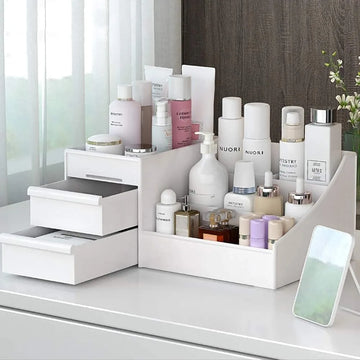 Storage Organizer Large White Cosmetic Box — Multi-Compartment for Makeup, Skincare, Jewelry, Brushes — view 1 of storage & organisation
