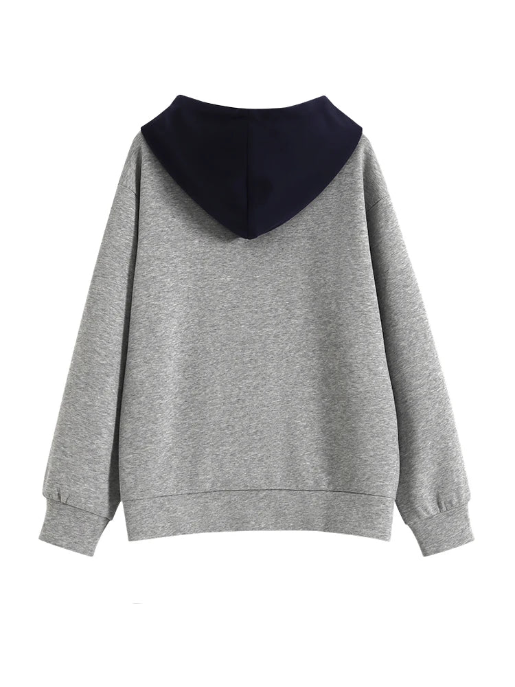 Fall Winter Women Tomboy Y2k Pullovers Essentials Hoodie Oversize Patchwork Sweatshirts Harajuku Fashion 2000s Grunge Thick Warm