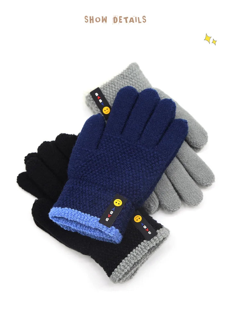 6-10 Years Old New Fashion Kids Thick Knitted Gloves Warm Winter Gloves Children Stretch Mittens Boy Girl Infant Accessories