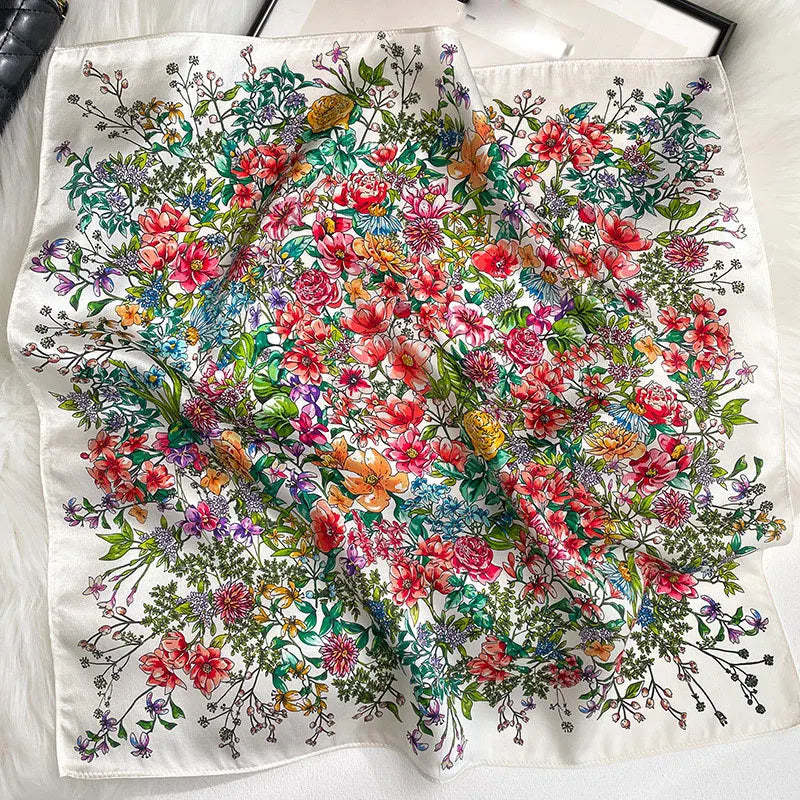 Silk Scarf Small Square 2026 Pashmina — 53×53cm Geometric Trending Palette Bandana Hair Scarf