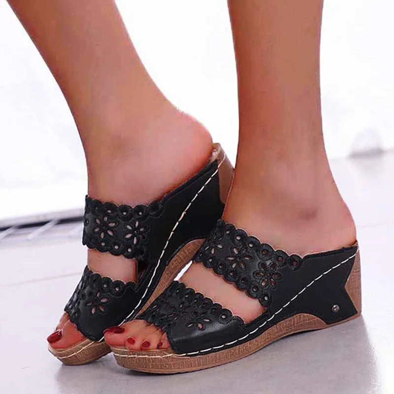 Sandals & Slides — Platform Wedge Slip-On Walking Sandals, Retro Comfort Slides — view 8 of sandals & slides