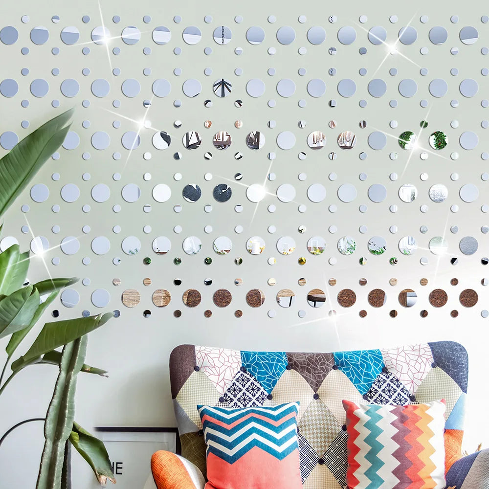 Home Decor Acrylic Mirror Polka Dots Wall Stickers — 100 Pcs Circle Decals for Bedroom, Wedding & Nursery — view 2 of home decor