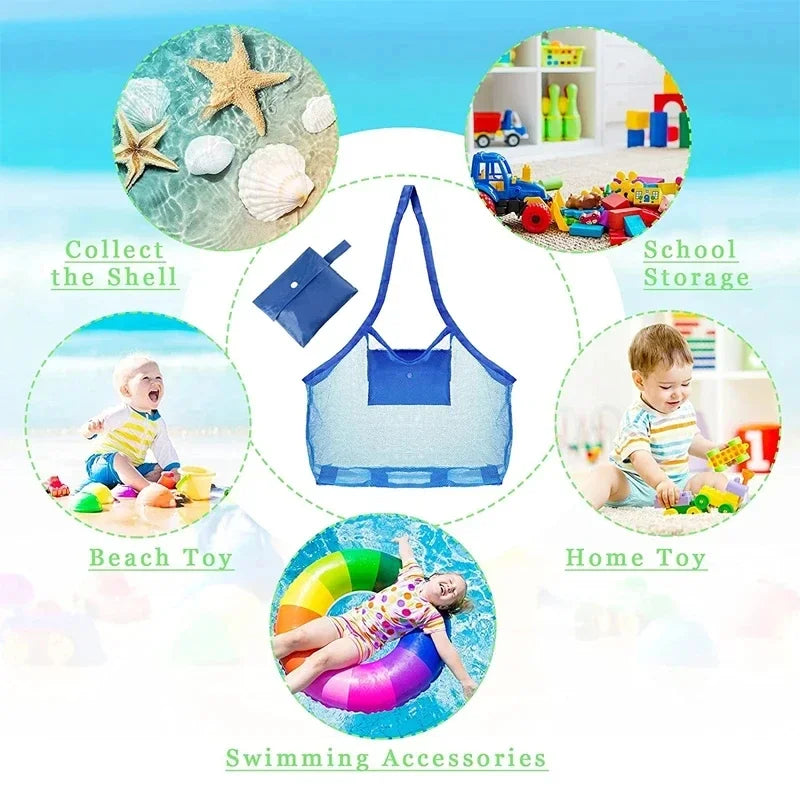 Multicolor Mesh Beach Bag - Sand-Away Kids Beach Toy Tote with Hanging Hole — view 2 of beach bags