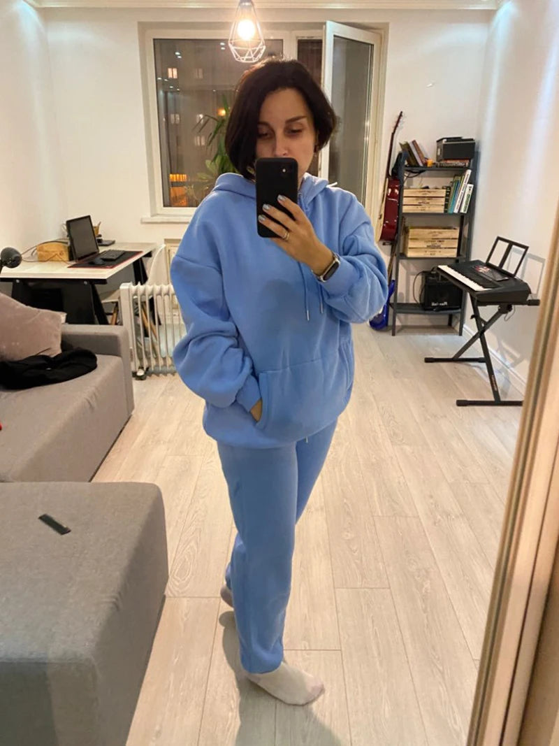 Women&rsquo;s Hoodie &amp; Sweatpant Tracksuit &mdash; Autumn-Winter Lounge Wear 2-Piece Set — view 6 of tracksuits