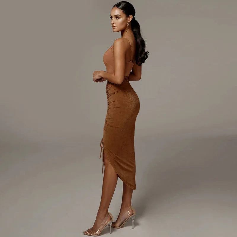 Women New Asymmetrical Shirring Skirt High Waist Pleated Fashion Pencil Skirt Summer Solid Wrap Hip Bold Slim Irregular Skirts