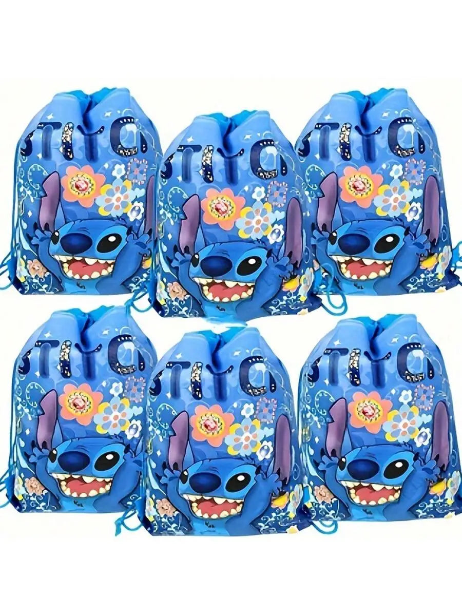 12pcs Colorful Cartoon Drawstring Party Bags - Kids Party Favor Backpacks, Hand Washable — view 2 of drawstring bags