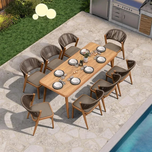 9-Piece Patio Dining Set – All-Weather Rattan Furniture for Outdoor Dining