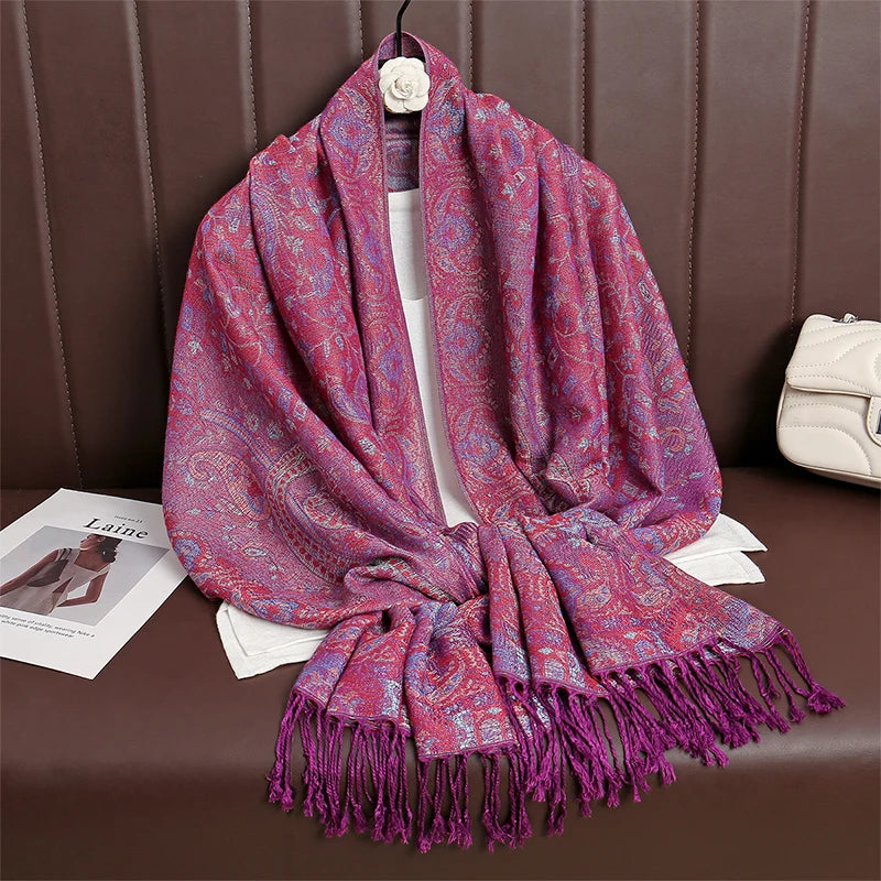 Pashmina Scarf in 58 Signature Shades — Cashmere-Feel Women's Tassel Shawl Wrap Color Stack