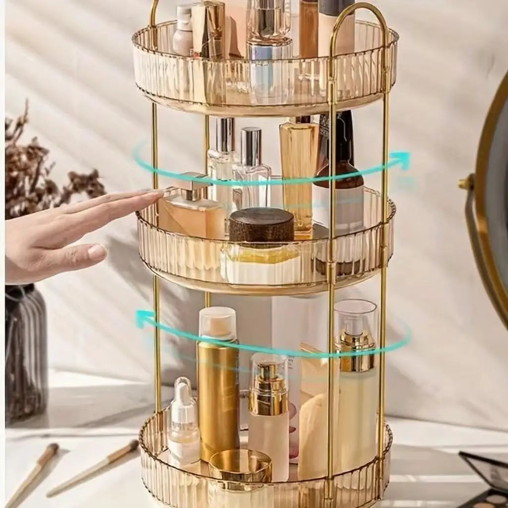 360&deg; Rotating Kitchen Storage Rack, Gold-Tone Multi-Tier Organizer — product photo 4
