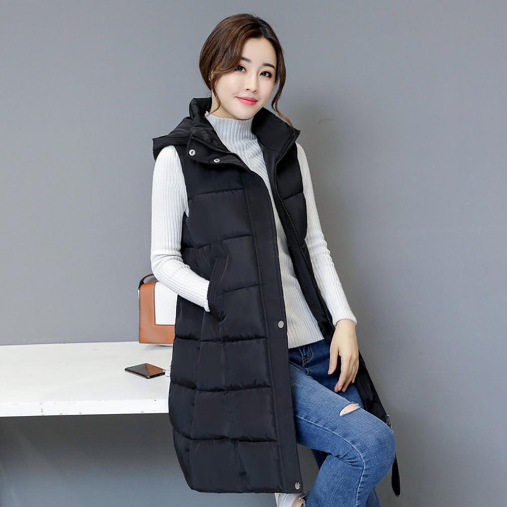 Women Vest Padded Cotton Down Autumn Winter Elegant Thick Warm Long Vest for Daily Wear