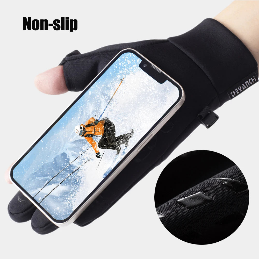 Winter Flip-Over Two-Finger Gloves — Windproof Touchscreen Cycling Ski Fishing Gloves — view 5 of gloves