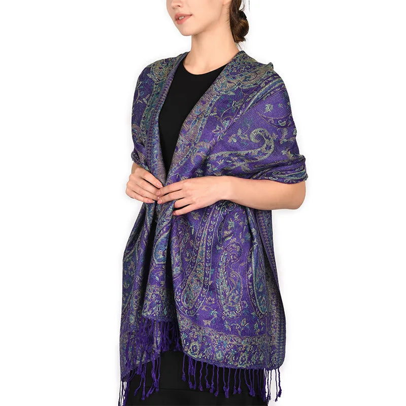 Hijab Scarf Long Pashmina — Lightweight Modest-Fashion Essential Cashmere Shawl Turban Head Wrap