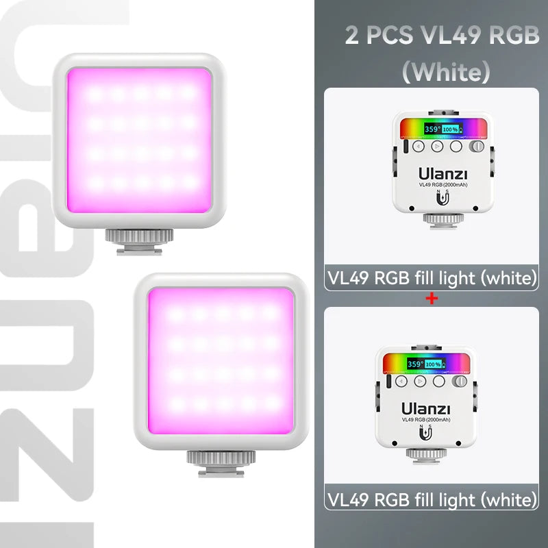 VL49 RGB LED Video Light – 2500K–9000K Magnetic Mini Fill Light (2000mAh, Type-C)