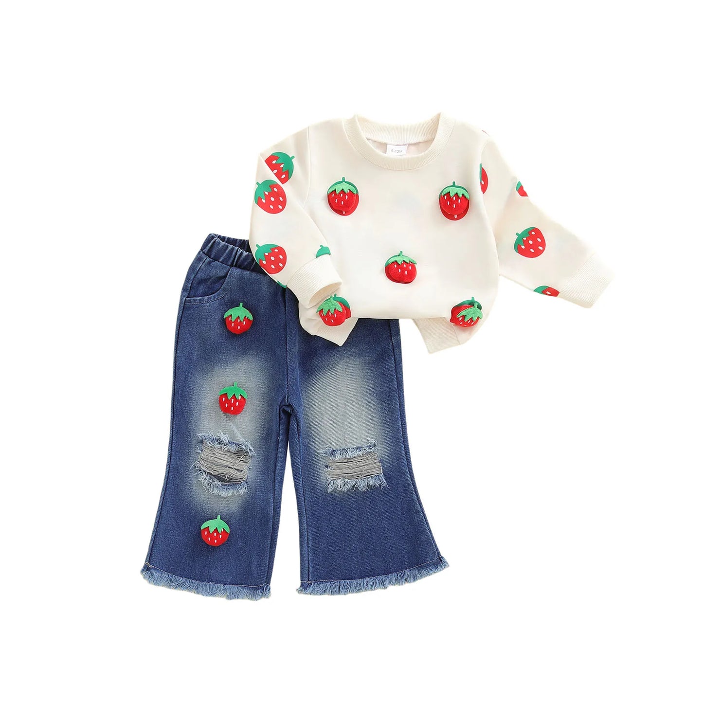 Baby Girl 3D Watermelon Sweater Set - Knit Top & Distressed Jeans Outfit — view 6 of baby outfits