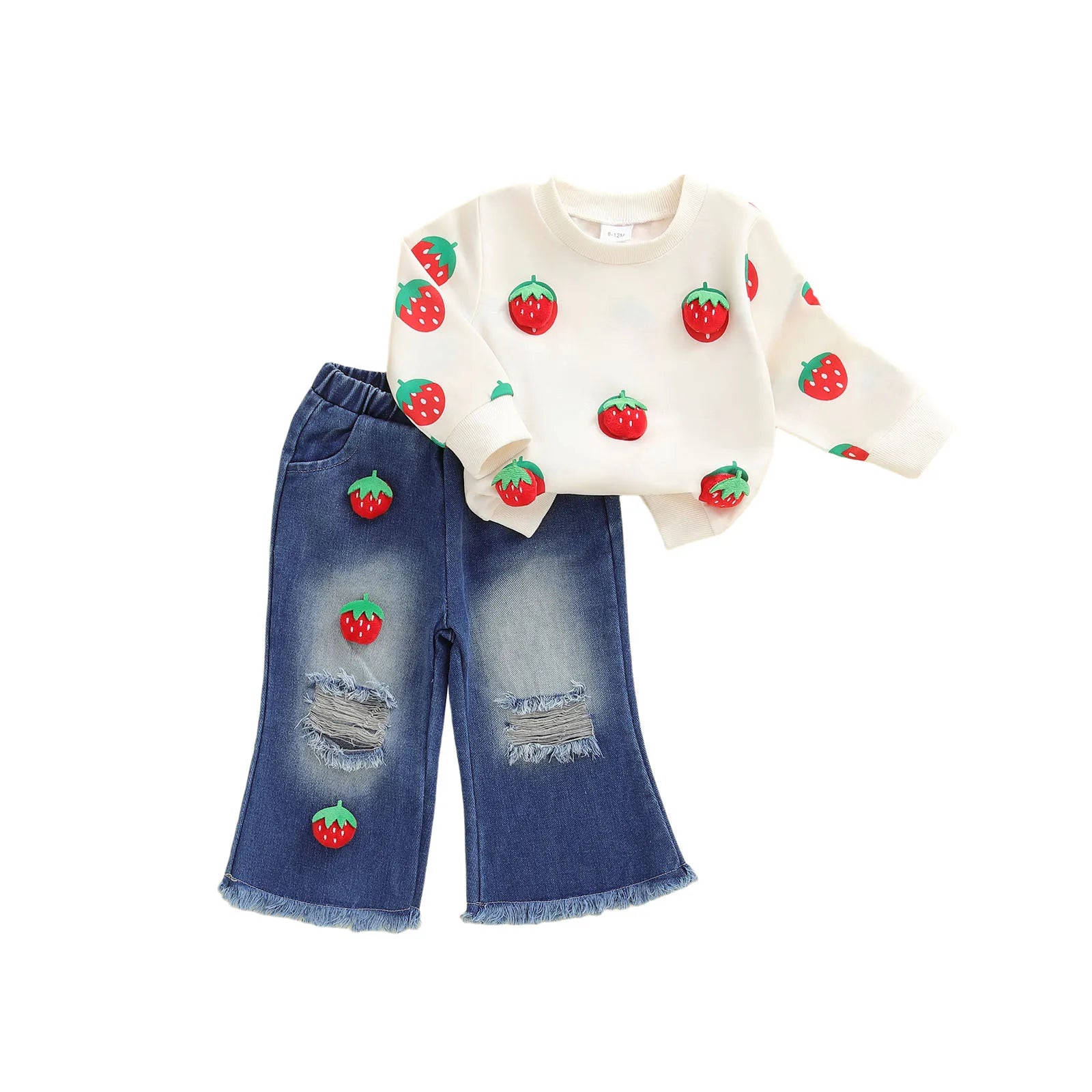 Baby Girl 3D Watermelon Sweater Set - Knit Top & Distressed Jeans Outfit — view 6 of baby outfits