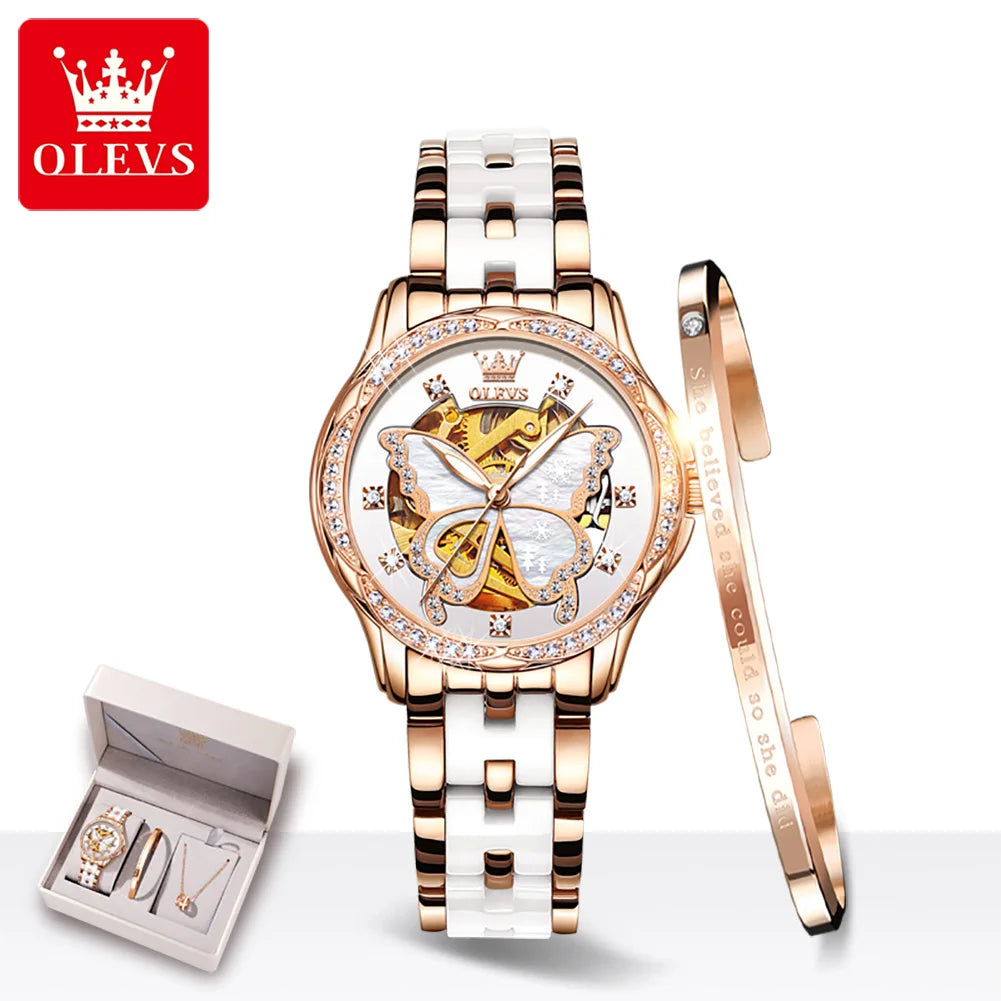 OLEVS 6622 Women's Butterfly Dial Watch — Luxury Diamond Quartz Wristwatch — view 9 of watches