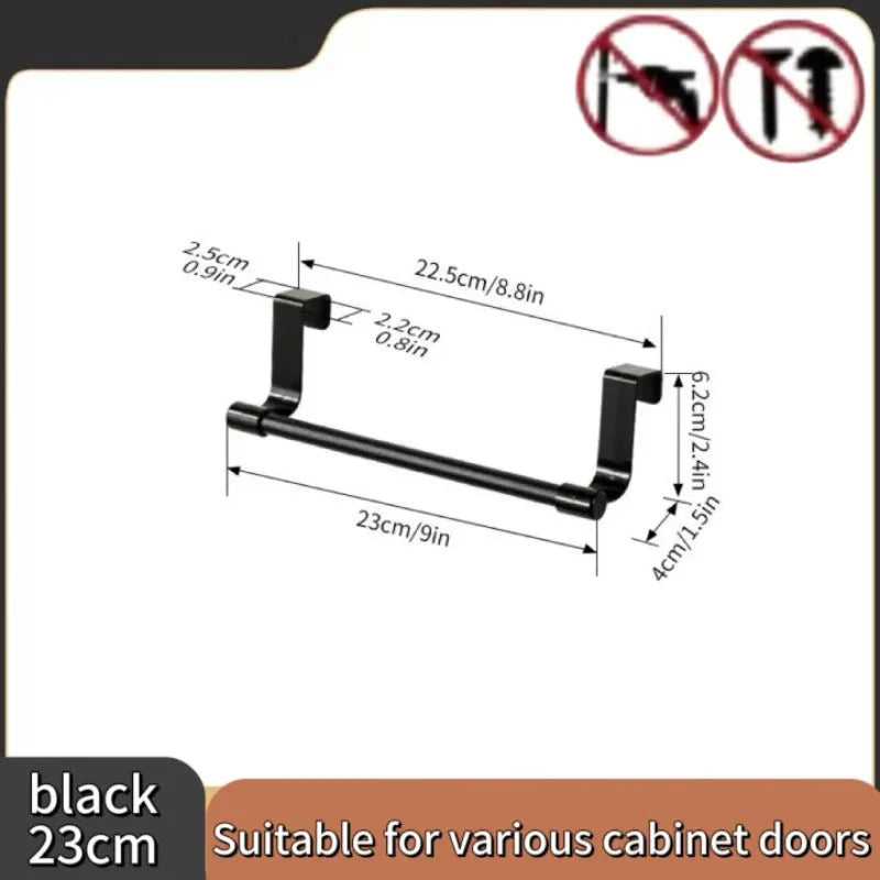 Stainless Steel Cabinet-Door Towel Bar — Kitchen & Bathroom Hanging Wipe Rack — view 9 of kitchen gadgets