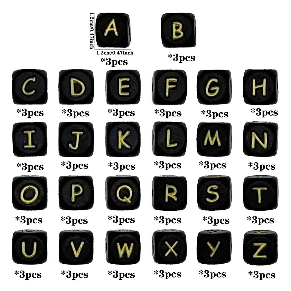 Pearl & Silicone Letter Beads 78pc 12mm — DIY Necklace Bracelet & Pen Charms