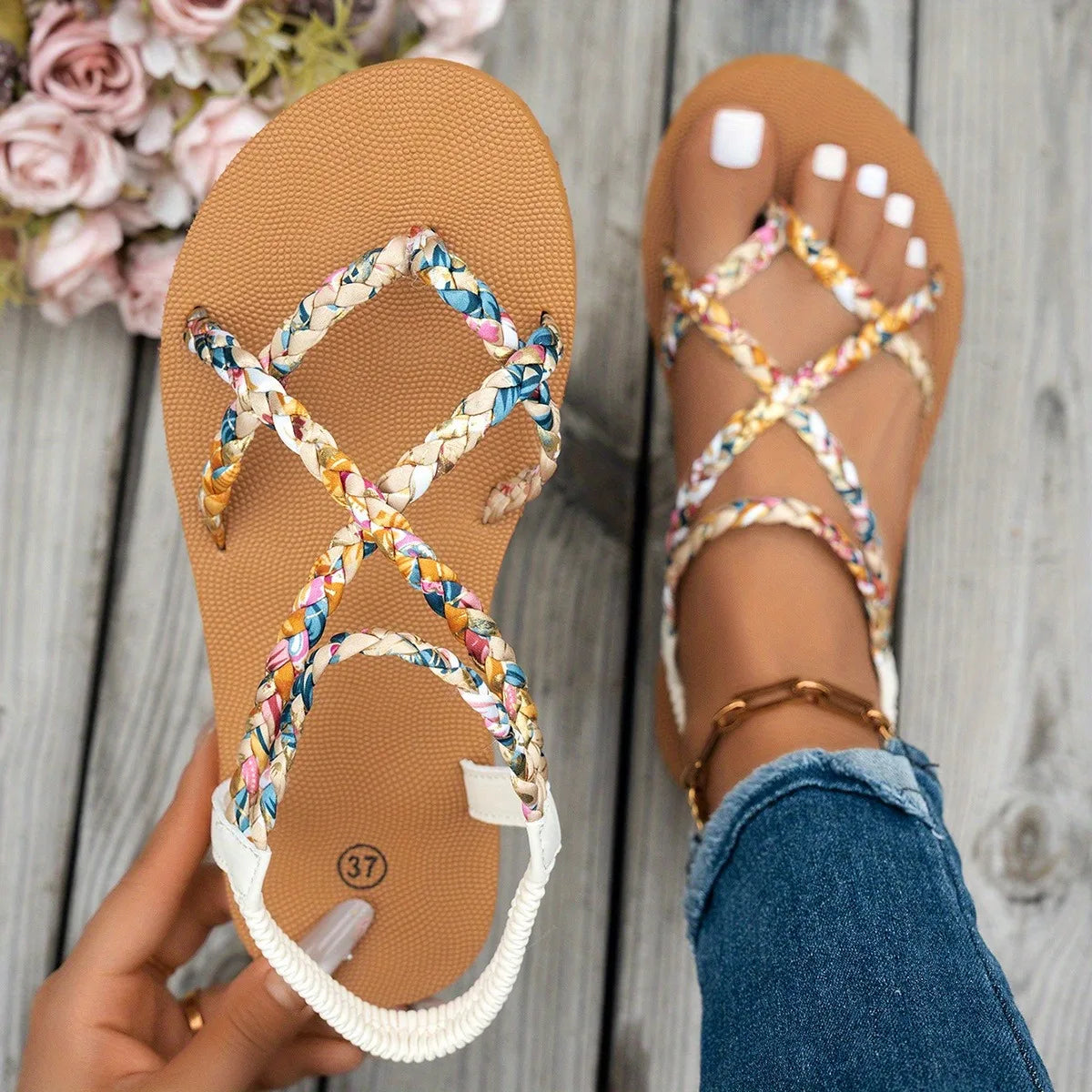 Summer Sandals Plus-Size Beach Slides — Lightweight Round-Toe Fish-Mouth Sandals — view 4 of summer sandals
