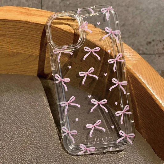 Heart Bow Aesthetic Clear Phone Case for iPhone 11–17 Pro Max — view 1 of phone cases