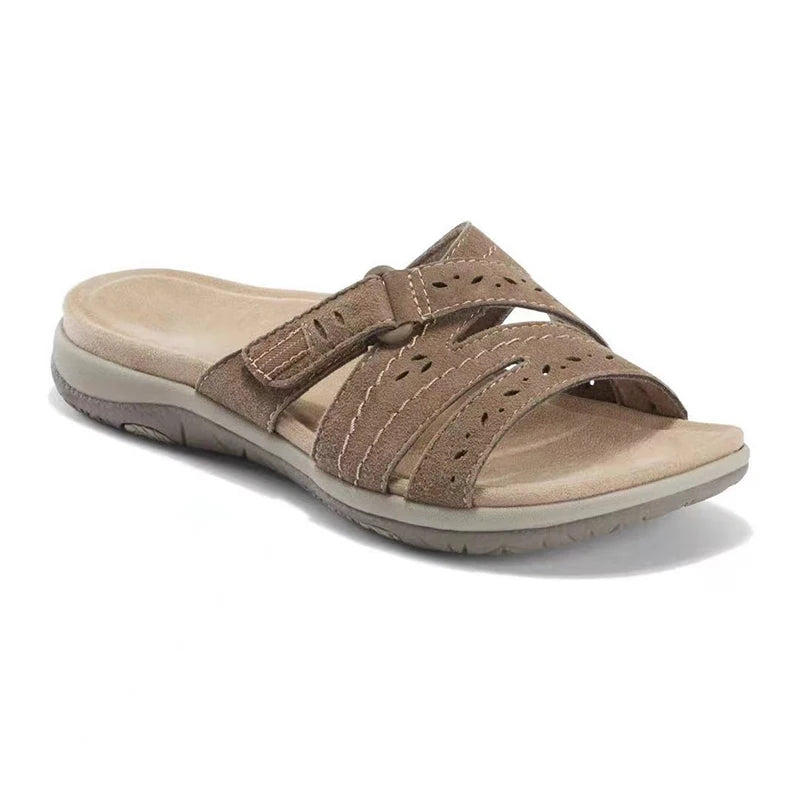 Summer Sandals Hollow-Out Hook-and-Loop Slides — Orthopedic Round-Toe Comfort Sandals — view 9 of summer sandals
