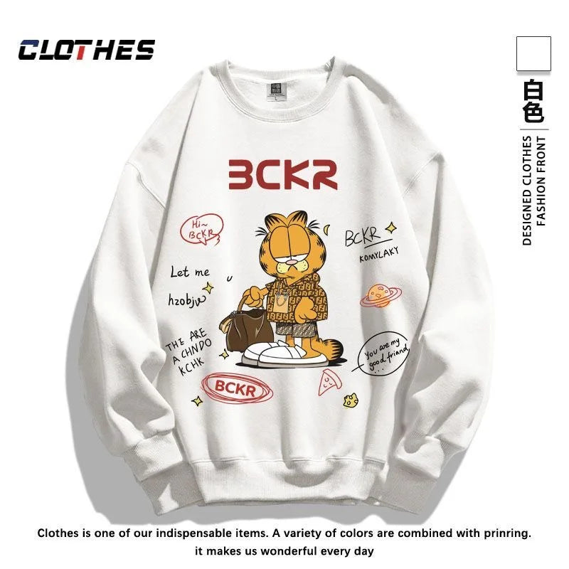 Cartoon Garfielded Printed Hoodie Fashion Garfields Cat Pullovers Oversized Sweatshirts  for Men Women Streetwear Tops Clothes