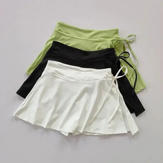 Sports Yoga Tennis Skort — Quick-Dry with Inner Shorts & Pocket — front view