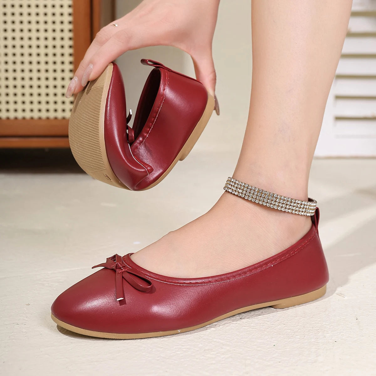 Flats & Ballet — Elegant Red Ballet Flats, Versatile Spring Summer Statement Flats — view 6 of flats & ballet