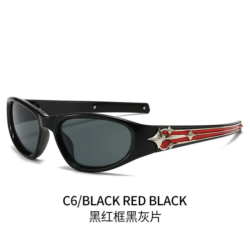 Y2K Cat-Eye Sunglasses Luxury — Punk Hip-Hop Rivet Star Designer Vintage Eyeglass UV400 Shades — view 11 of sunglasses