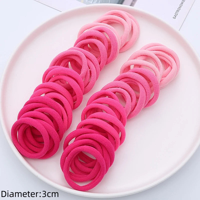 50pcs Black Elastic Hair Band Leagues Ties Colets Scrunchies Springs Gum Accessory For Girl Women No Damage Pigtails Holder Set — view 15 of product
