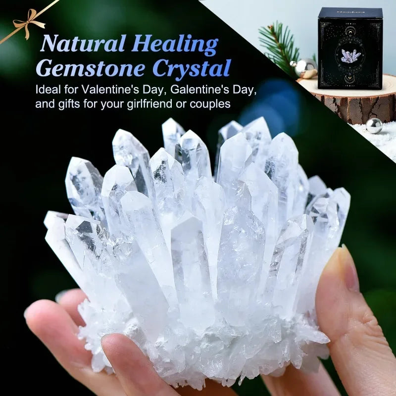 Crystal & Gemstone Clear Quartz Cluster — Spiritual Healing Crystal Decor Ornament — view 2 of crystal & gemstone