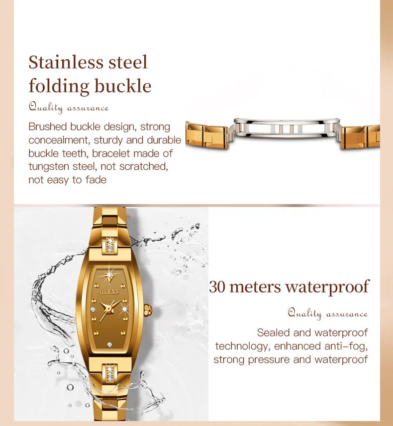 OLEVS Women's Gold & Rose Gold Watch — Luxury Diamond Quartz Wristwatch — view 6 of watches