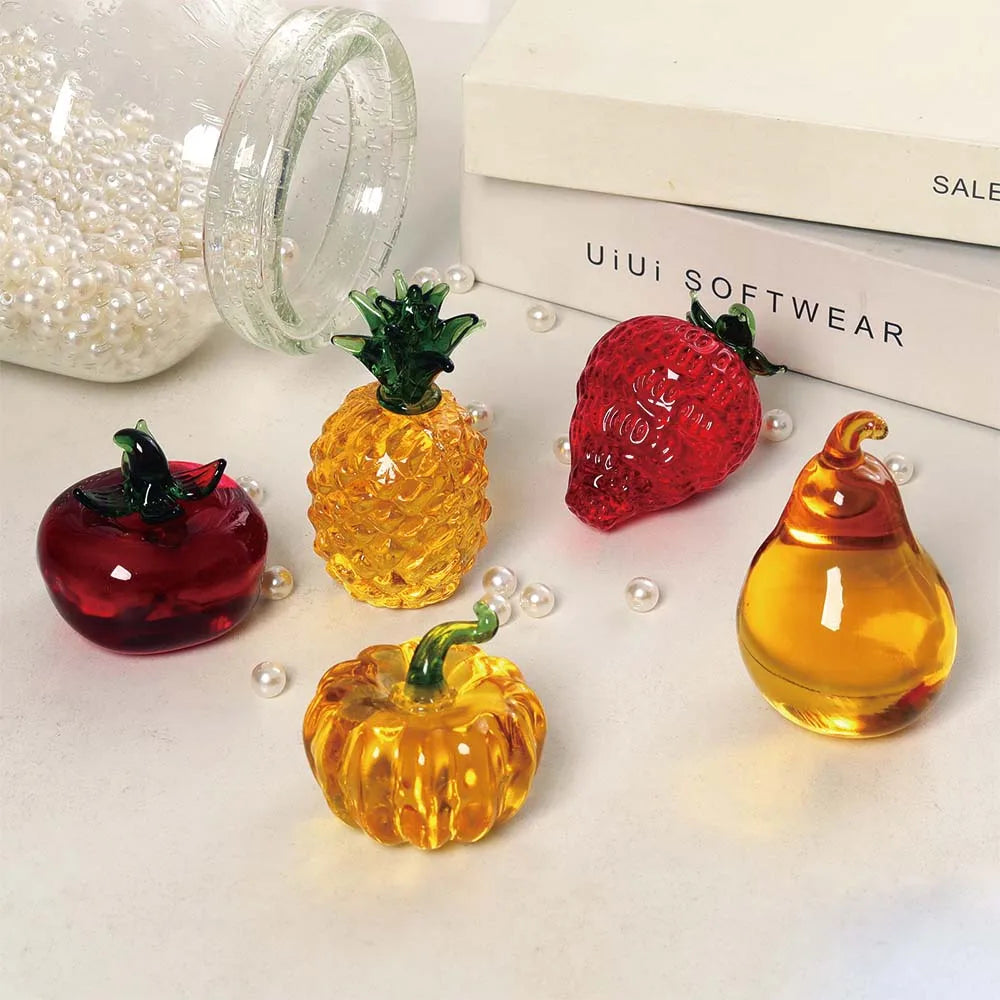 Home Decor Crystal Fruit Paperweight — Natural-Stone Glass Craft Table Ornament in Multiple Colors — view 2 of home decor
