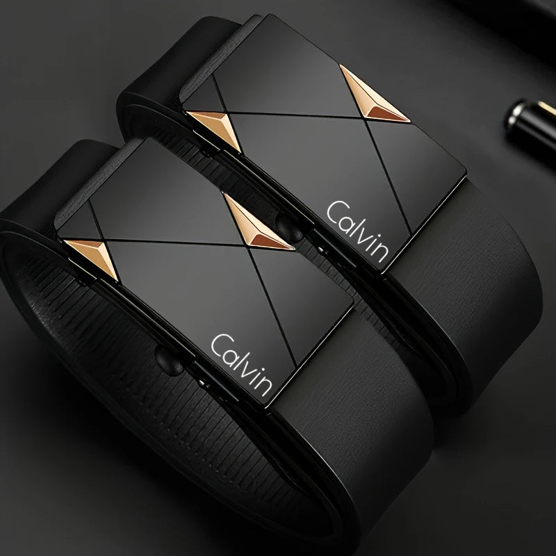 Belts Stylish Men's PU Leather Belt — Automatic Buckle Daily & Business — view 2 of belts